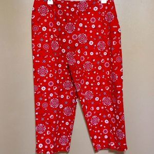 Vintage 80s cotton spandex art deco cropped pants, sz XL 16